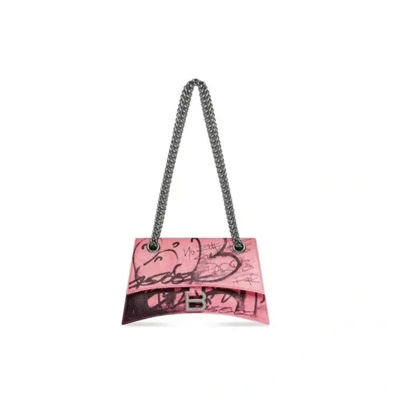 Balenciaga WOMEN'S CRUSH SMALL CHAIN BAG in graffiti pink - Picture 6 of 6